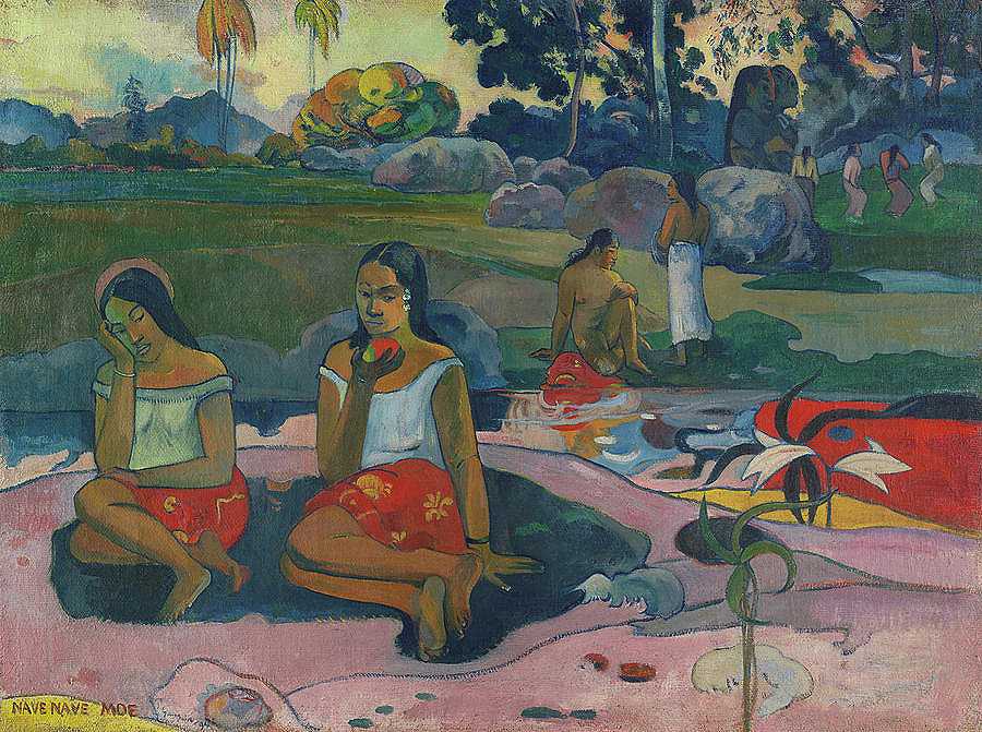 神圣的春天——甜蜜的梦，1894年`Sacred Spring- Sweet Dreams, 1894 by Paul Gauguin