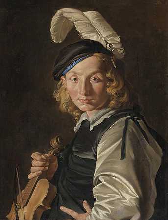 拿小提琴的年轻人`Young Man With A Fiddle by Matthias Stom
