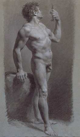 对男人的研究`Study of a Man (circa 1810~1820) by Pierre-Paul Prud&;hon