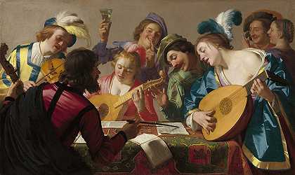 音乐会`The Concert (1623) by Gerard van Honthorst