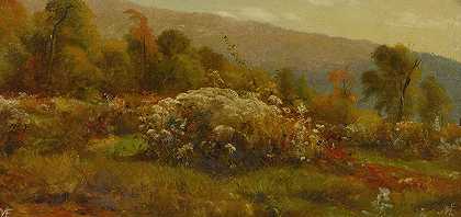 山坡上的落花`Fall Flowers On A Hillside by Jervis McEntee