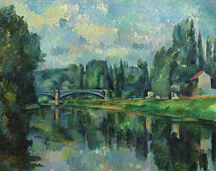 1895年，马恩河两岸克雷泰尔跨马恩河大桥` Bridge across the Marne at Creteil, Banks of the Marne, 1895 by Paul Cezanne