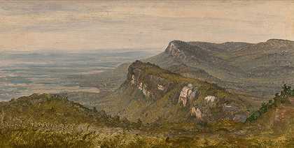 特拉普斯山脉、沙万古克山脉`The Trapps, Shawangunk Mountains (1850) by Sanford Robinson Gifford
