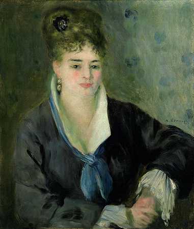 《黑衣女人》，1876年`Woman in Black, 1876 by Pierre-Auguste Renoir