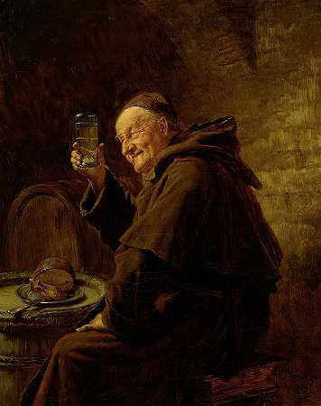 葡萄酒测试，1886年`Wine Testing, 1886 by Eduard Grutzner