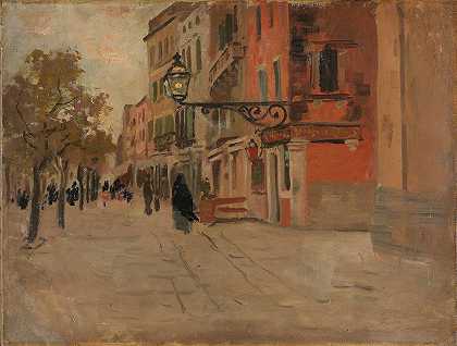 威尼斯街头`Street in Venice (1894) by Frits Thaulow