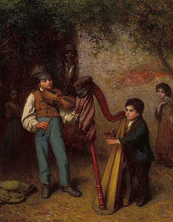 年轻的音乐家们`The Young Musicians (1862) by Eastman Johnson
