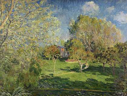 霍斯凯德花园，蒙特格龙，1881年`The Garden of Hoschede, Montgeron, 1881 by Alfred Sisley