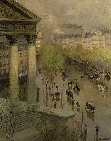 巴黎马德兰大道，1897年`Boulevard de la Madeleine in Paris, 1897 by Frits Thaulow