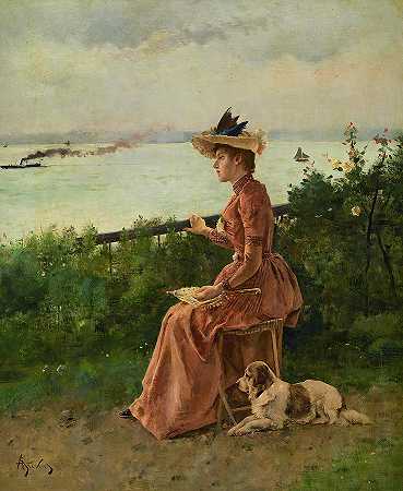 海边，1890年`By the sea, 1890 by Alfred Stevens