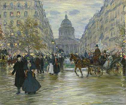圣米歇尔大道，1895年`Boulevard Saint-Michel, 1895 by Jean-Franois Raffaelli