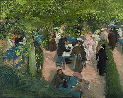 1905年在花园里`In the garden, 1905 by Alfred Henry Maurer