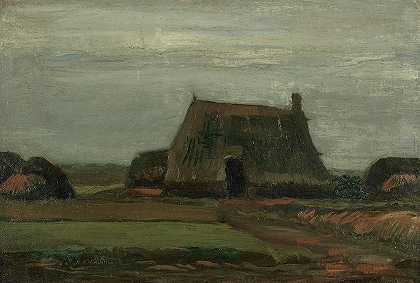 堆满泥炭的农场`Farm with Stacks of Peat by Vincent Van Gogh