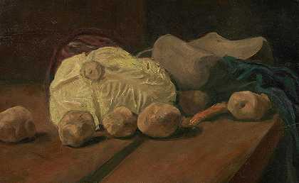 卷心菜和木屐的静物画`Still Life with Cabbage and Clogs by Vincent Van Gogh
