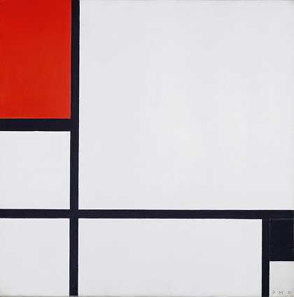 构图一，红黑相间`Composition No. I, with Red and Black (1929) by Piet Mondrian