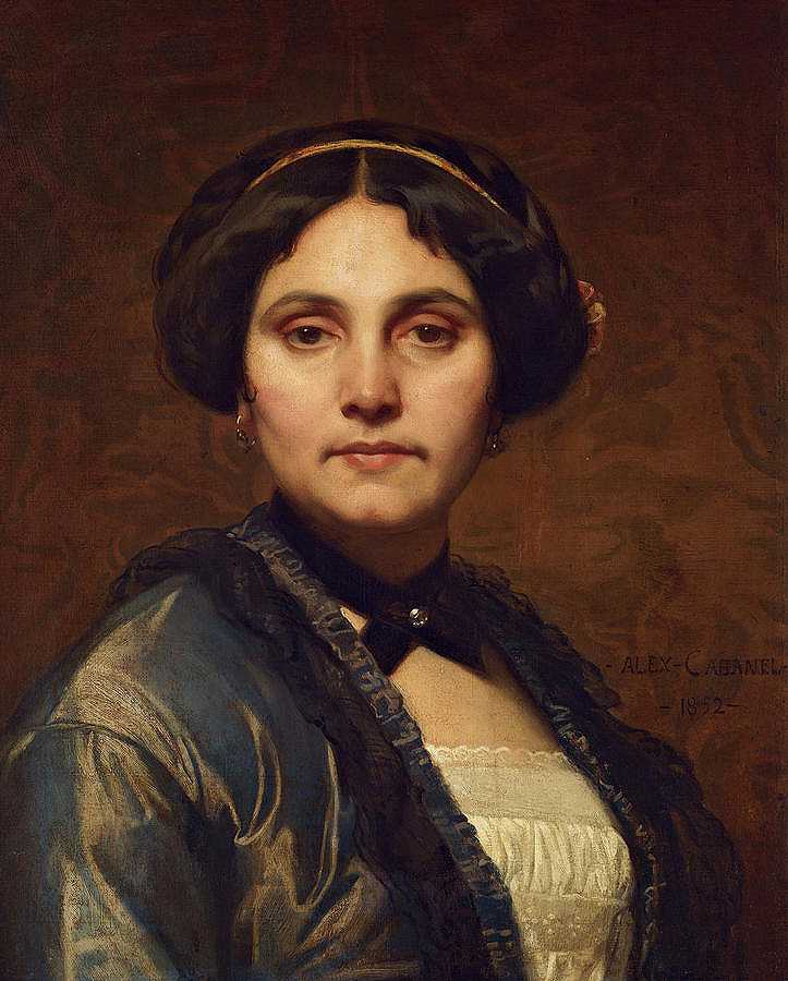女性肖像，1852年`Female portrait, 1852 by Alexandre Calame