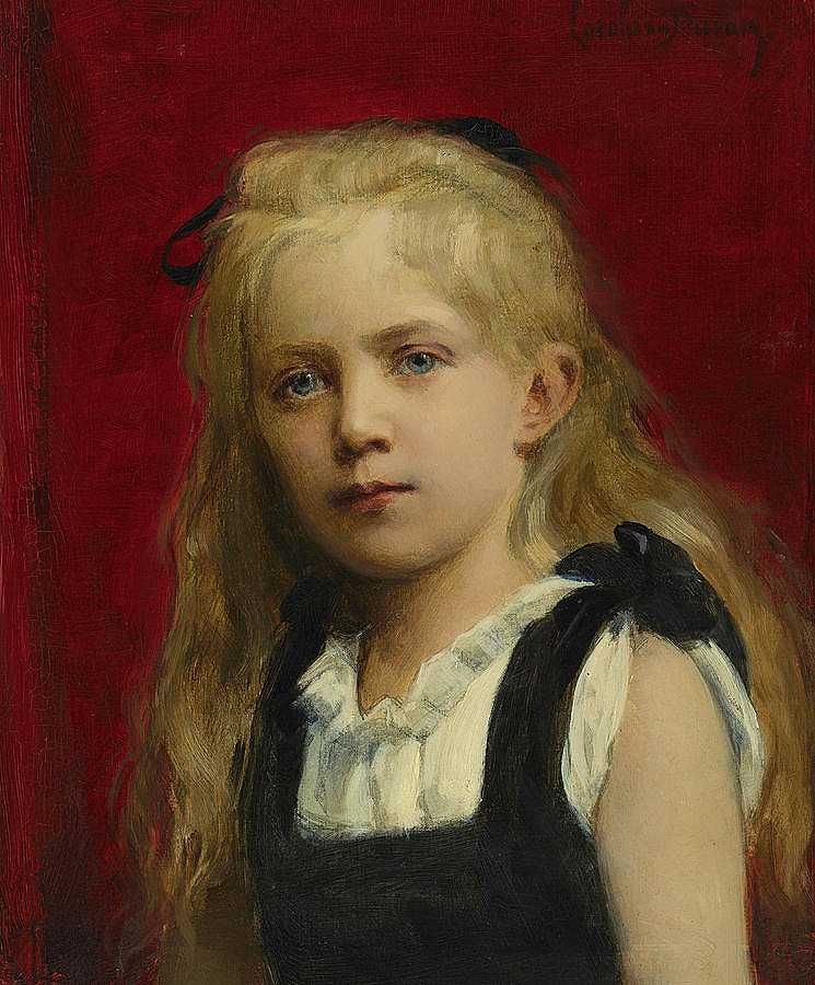 《一个女孩的画像》，1880年`Portrait of a Girl, 1880 by Emile Auguste Charles Carolus Duran