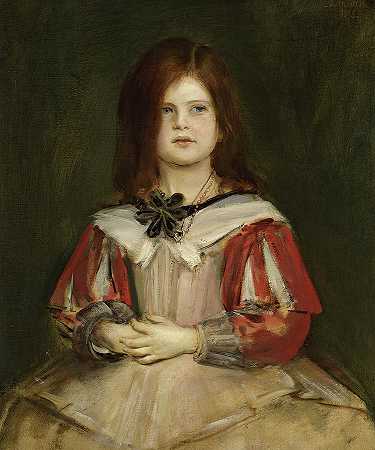 一个女孩的肖像，Gabrielle Lenbach的画像，1898`Portrait of a Girl, Portrait of Gabrielle Lenbach, 1898 by Franz von Lenbac