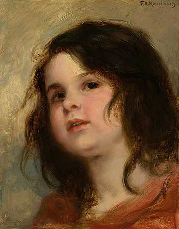 女孩的头目赫达，1900年`Head of the girl, Hedda, 1900 by Friedrich Kaulbach