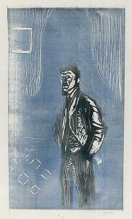 月光下的自画像`Self~Portrait in Moonlight (1904–1906) by Edvard Munch