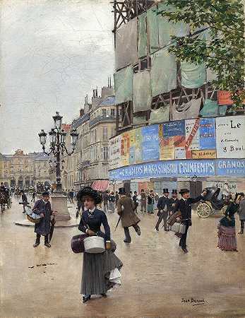 巴黎阿弗尔街`Paris,rue du Havre (c. 1882) by Jean Béraud