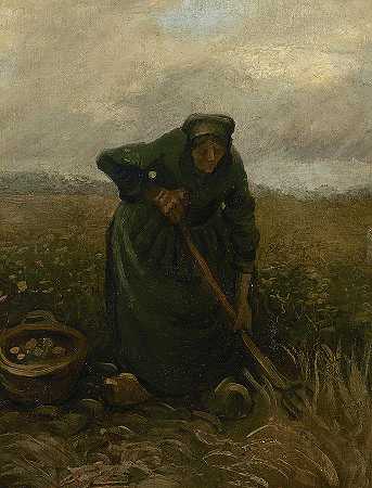 举土豆的女人`Woman Lifting Potatoes by Vincent Van Gogh