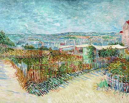 蒙马特-加莱特磨坊后面`Montmartre – Behind the Moulin de la Galette by Vincent Van Gogh