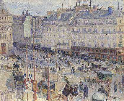 巴黎阿弗尔广场`The Place du Havre, Paris (1893) by Camille Pissarro
