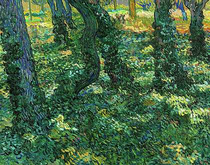 灌木丛，1889年`Undergrowth, 1889 by Vincent van Gogh