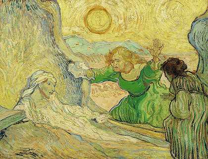 拉撒路在伦勃朗之后的成长`The Raising of Lazarus, after Rembrandt by Vincent van Gogh