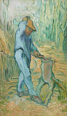 樵夫，小米之后`The Woodcutter, after Millet by Vincent van Gogh