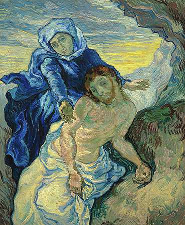 Pieta，在Delacroix之后`Pieta, after Delacroix by Vincent van Gogh