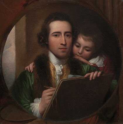 这位艺术家和他的儿子拉斐尔`The Artist and His Son Raphael (1773) by Benjamin West