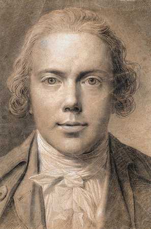 自画像，单面胸像`Selvportræt, brystbillede en face (1780 – 1789) by Jens Juel