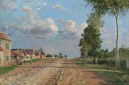 凡尔赛路，罗肯库尔`Route de Versailles, Rocquencourt by Camille Pissarro