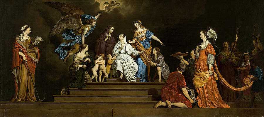 寓言，善恶之间的纯真`Allegory, Innocence between virtues and vices by Adriaen van de Velde