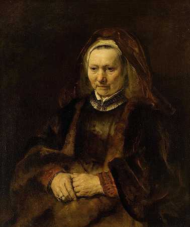 一位老妇人的肖像`Portrait of an Old Woman by Rembrandt