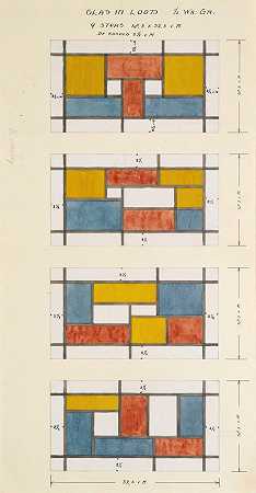 彩色玻璃窗的设计`Design For A Stained Glass Window by Theo van Doesburg
