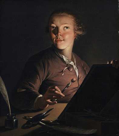 自画像`Self~portrait by Candlelight (1762 – 1766) by Candlelight by Jens Juel