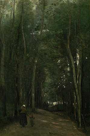 圣克劳德的一条小路`A Path in Saint-Cloud by Jean-Baptiste-Camille Corot