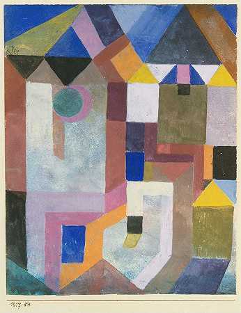 多彩建筑`Colorful Architecture (1917) by Paul Klee