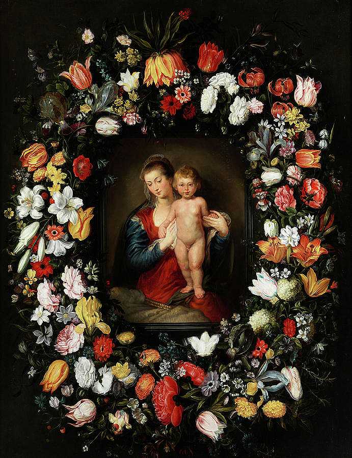 女子和孩子`Virgin and Child by Jan Brueghel the Younger