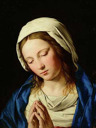 圣母玛利亚祈祷`Virgin Mary in prayer by Giovanni Battista Salvi