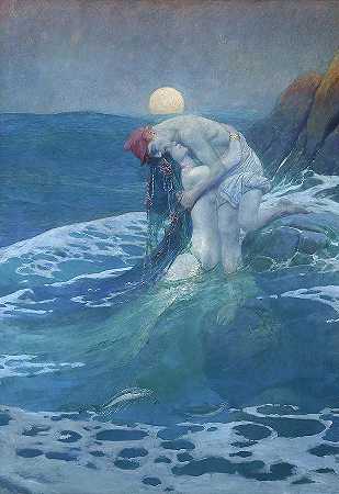美人鱼，1910年`The Mermaid, 1910 by Howard Pyle