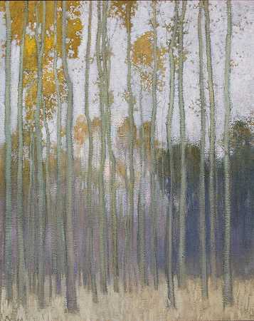 森林（朝阳）`Forest (Morning Sun) (1904) by Johann Walter-Kurau