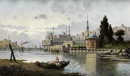 君士坦丁堡景观`View of Constantinople by Francois Leon Prieur-Bardin