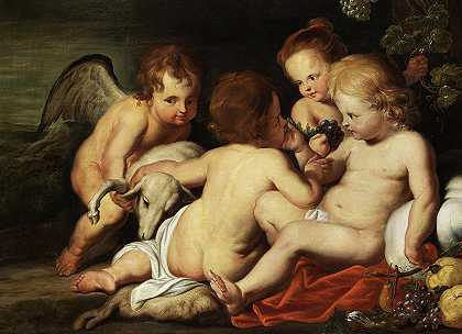 耶稣与普蒂的孩子`The Christ Child with Putti by Peter Paul Rubens