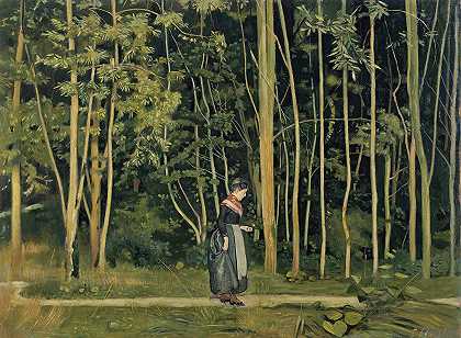 沿着树林的边缘走`Walk Along The Border Of A Wood by Ferdinand Hodler