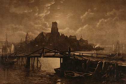 朗费罗大桥`The Bridge–Longfellows Bridge (1887) by John Henry Hill