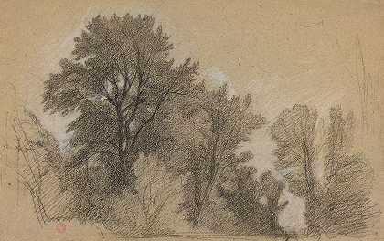 木边`Edge of a Wood (c. 1840) by Jean-Achille Benouville